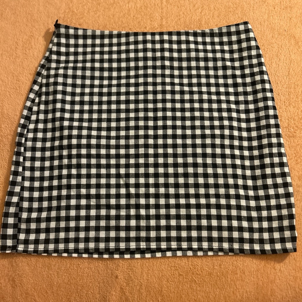 Black and White Gingham Mini Skirt - Women's